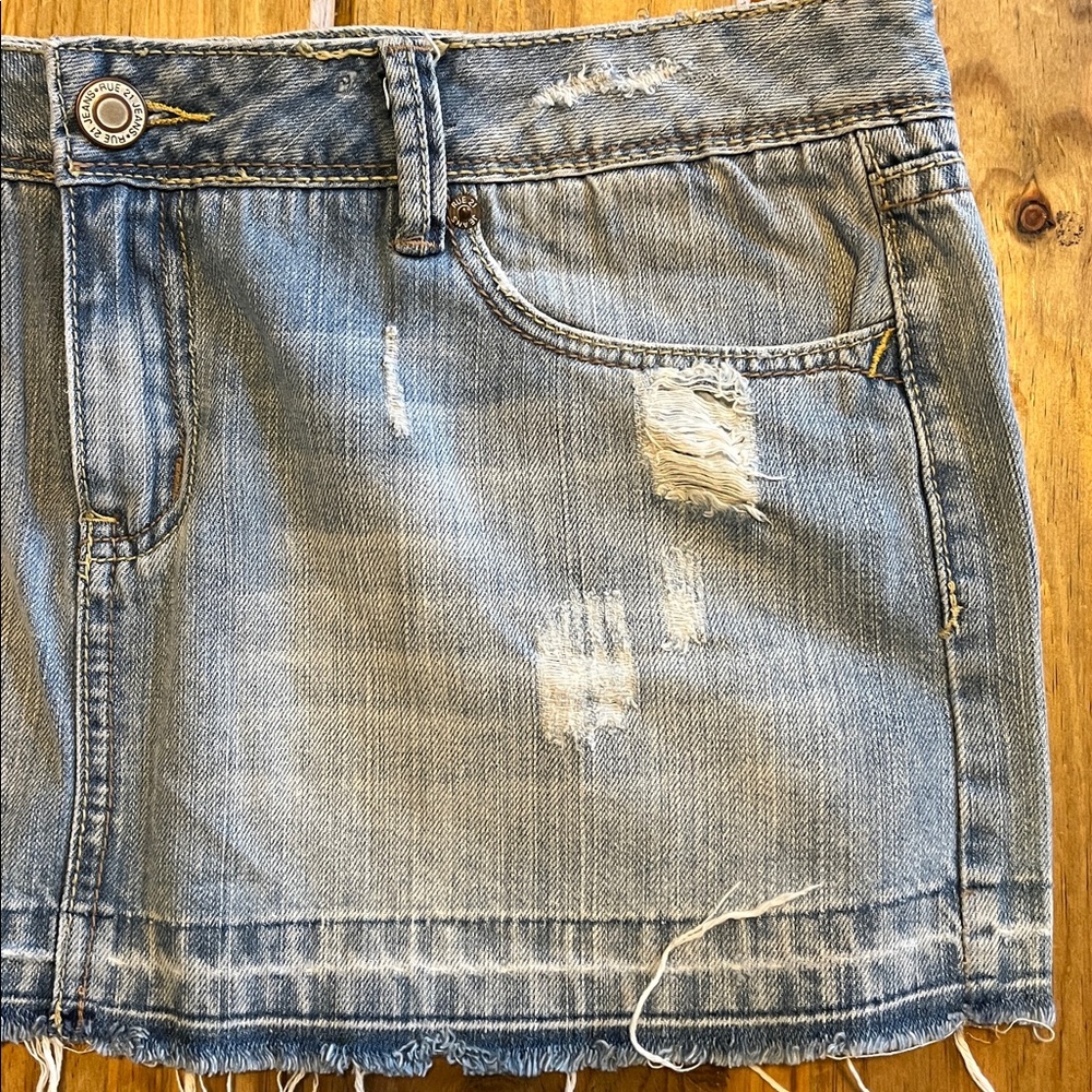 Rue21 Light Blue Distressed Denim Mini Skirt - Picture 5 of 7
